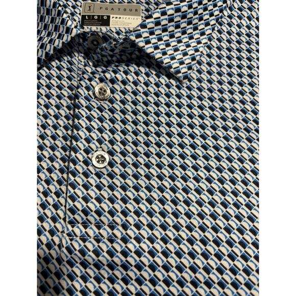 PGA Tour Pro Series Golf Polo Shirt Men’s Large Blue White Black NWT MSRP $68 - Picture 2 of 9